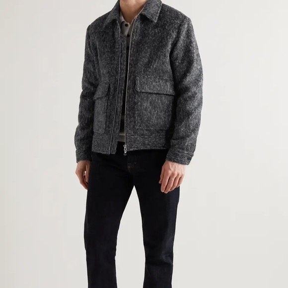 NWT Mr.P Mr Porter Felted Virgin Wool Blend Blouson Jacket Coat Black - Picture 2 of 12